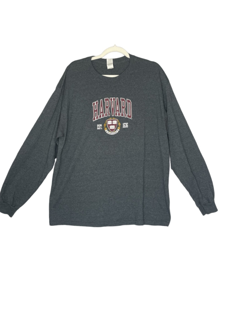 Harvard University Long Sleeve Shirt XL Gray Gildan